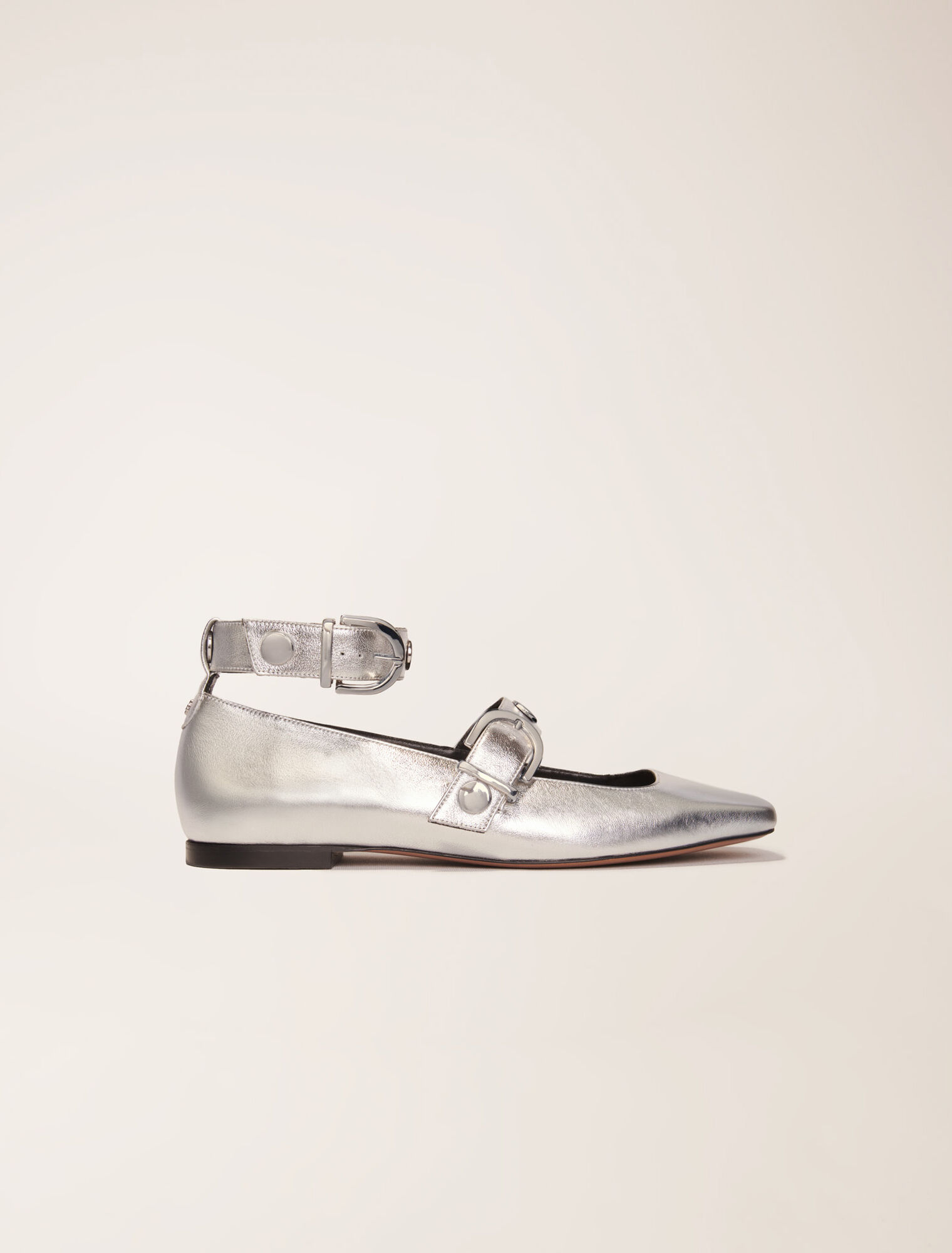 Metallic leather Mary Janes