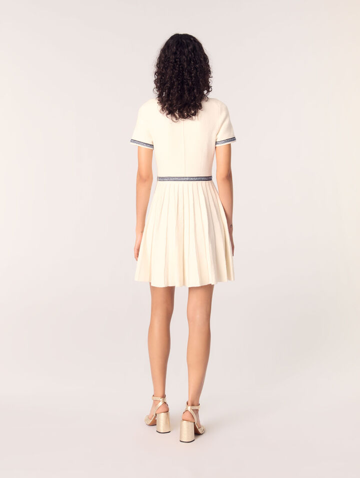 Pleated knit short dress