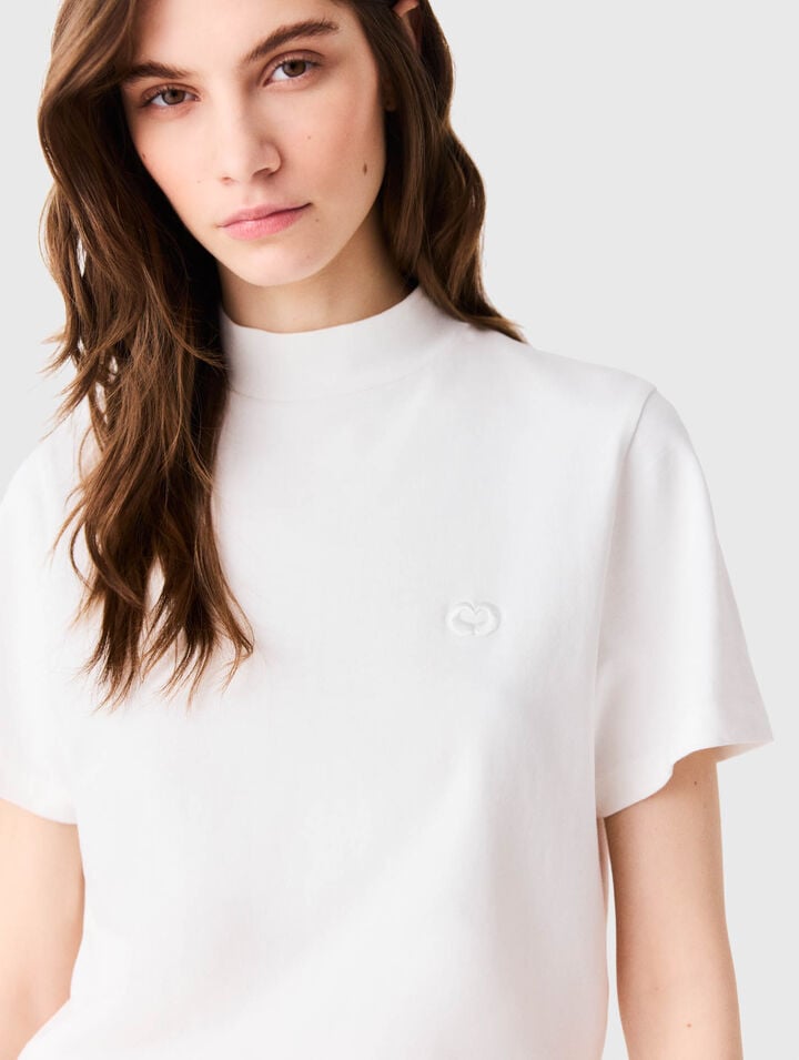 Crew neck T-shirt with back zip