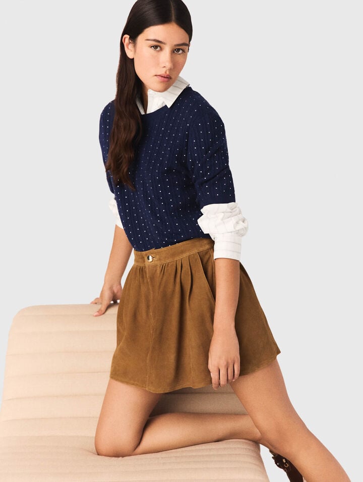 Short suede skirt
