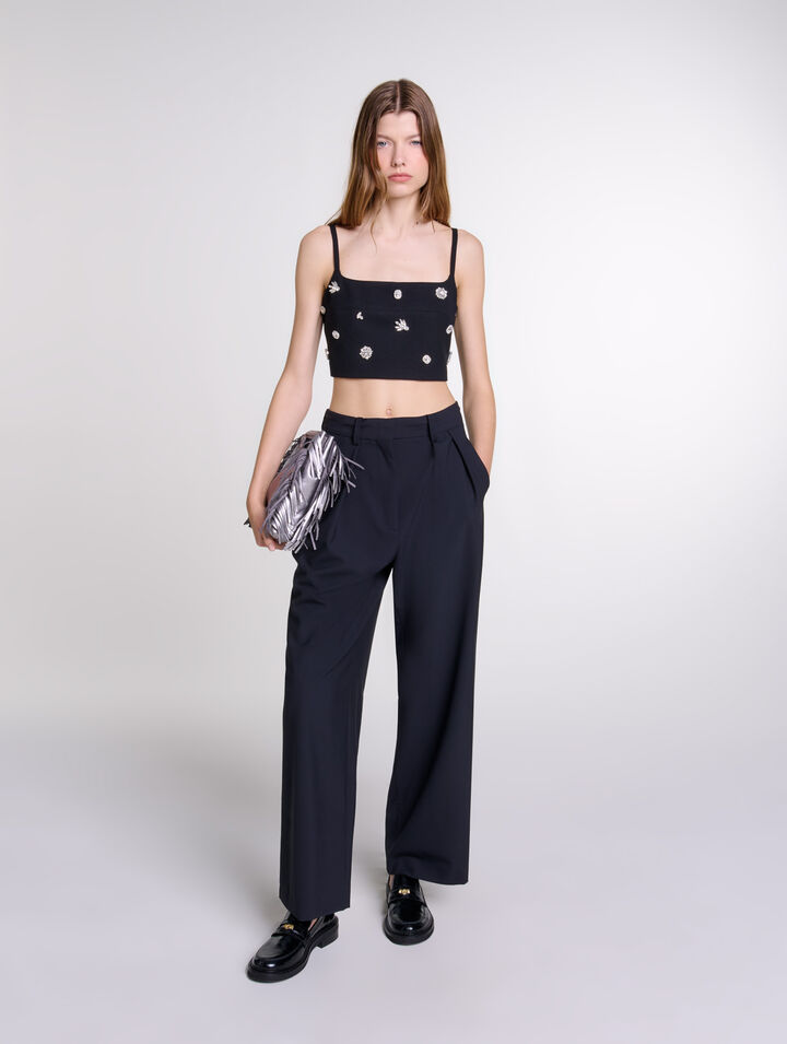Wide-leg trousers with belt