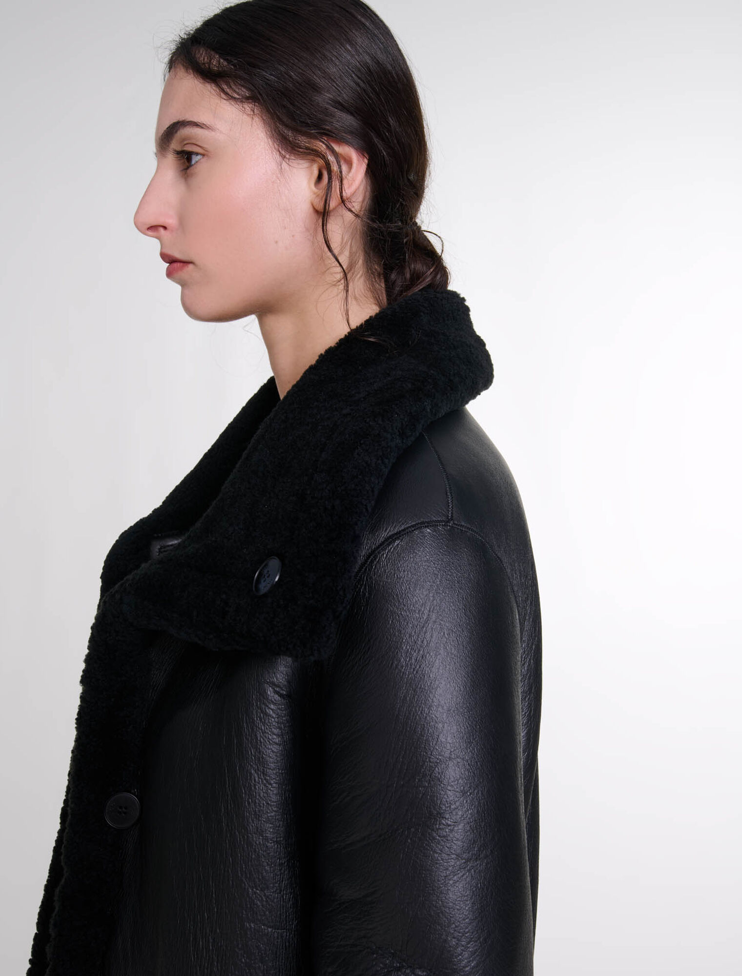 Reversible leather coat