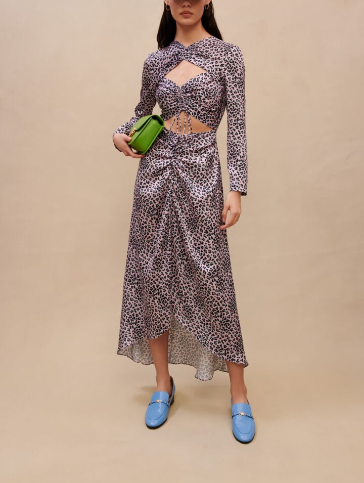 Openwork satin maxi dress