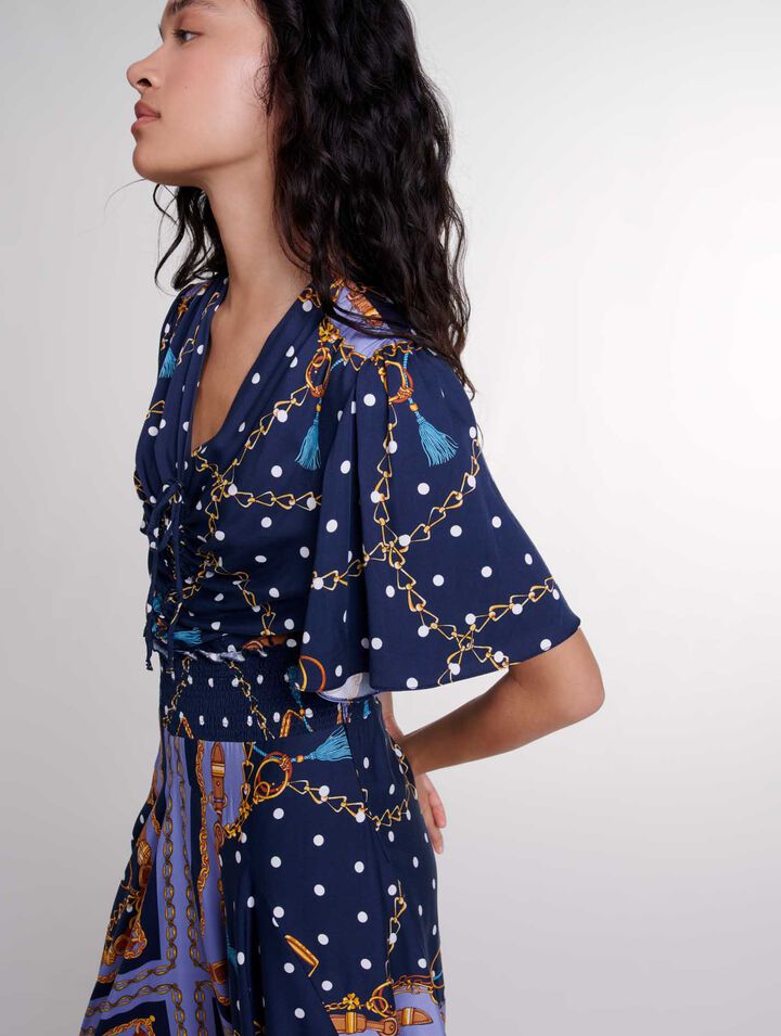 Satin-look patterned maxi dress 