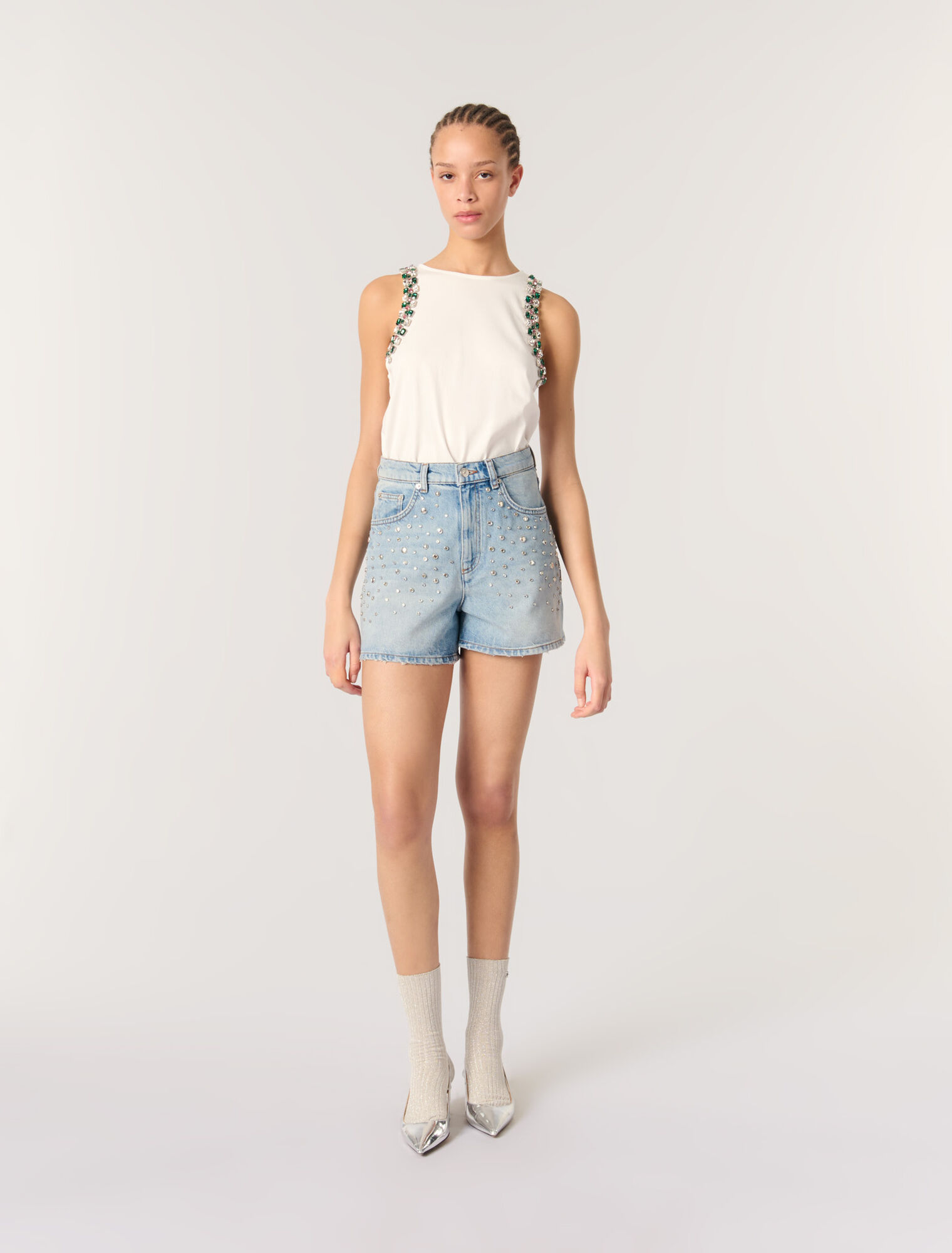 Rhinestone vest top