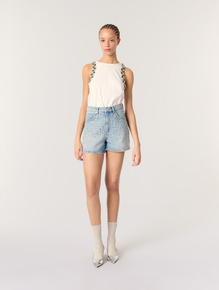 Rhinestone vest top
