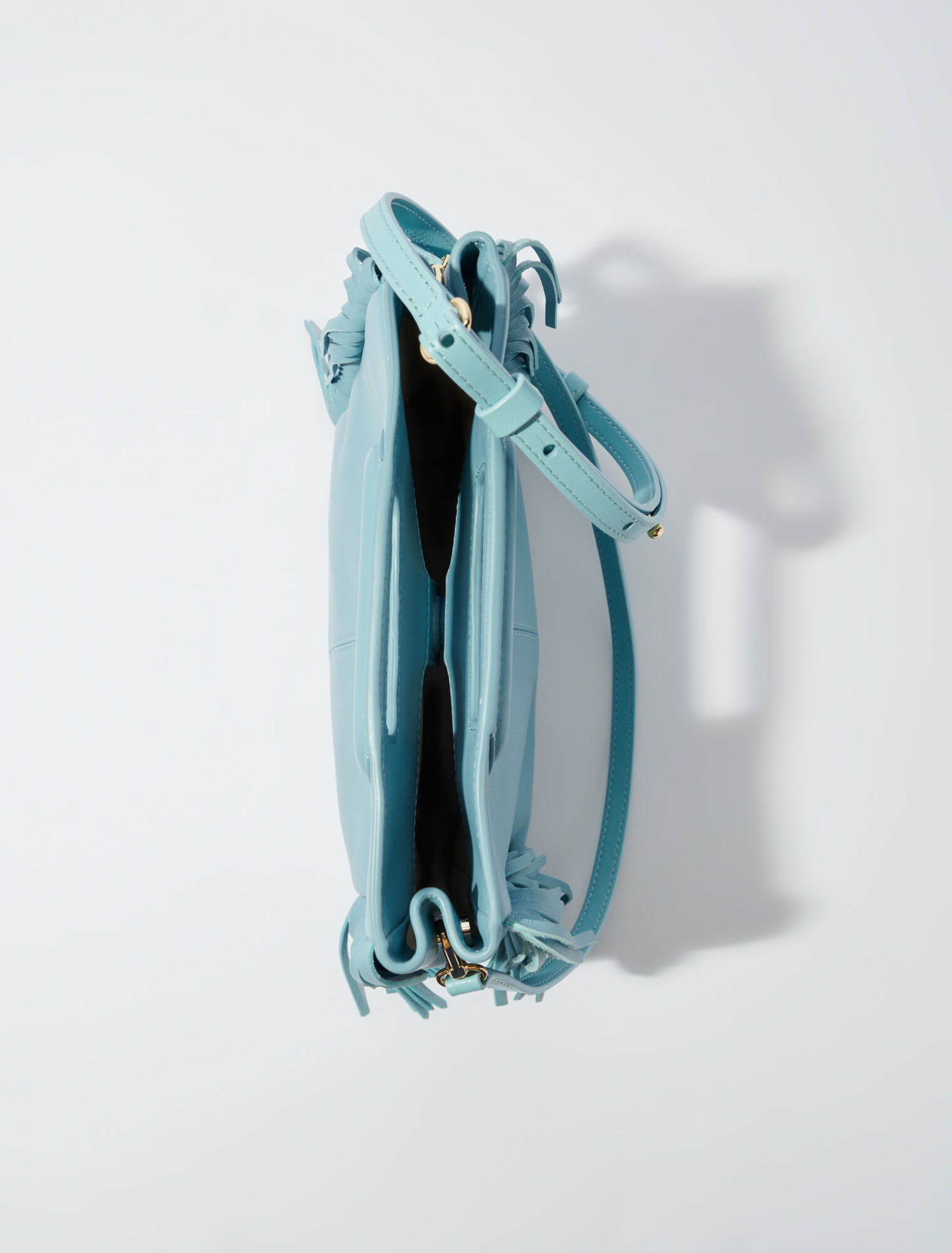 Smooth leather M bag with fringing