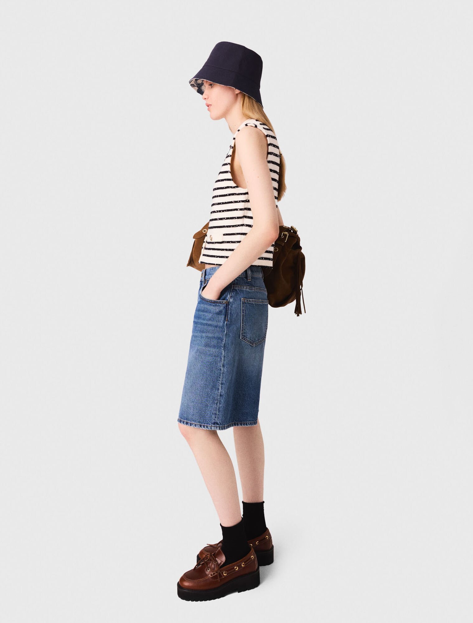 Striped wool blend top