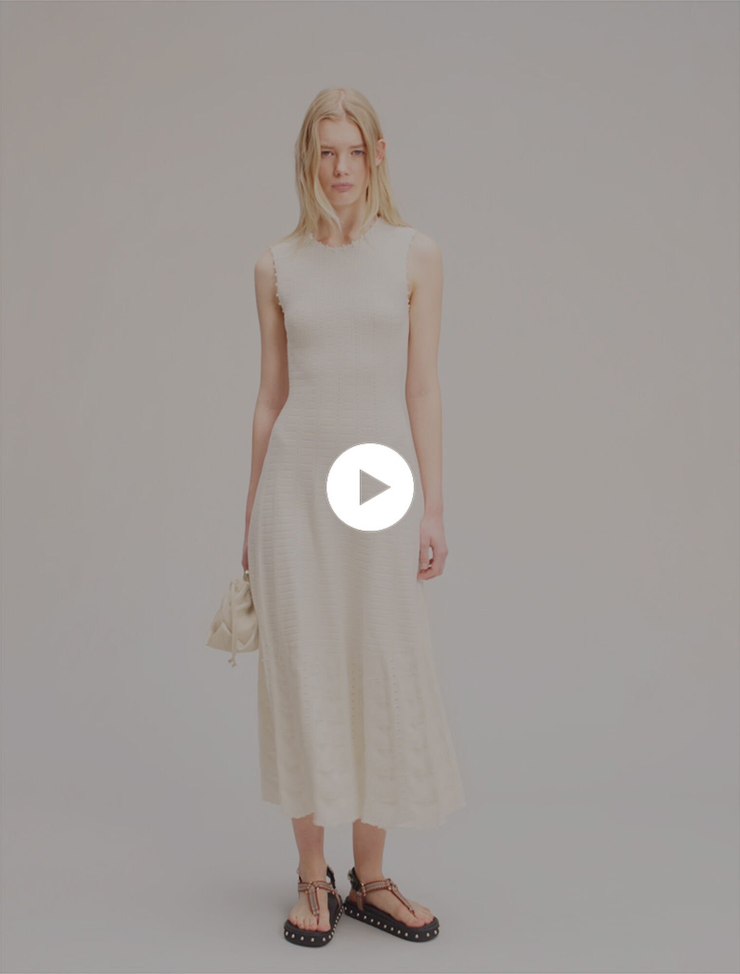 Beaded pointelle knit dress