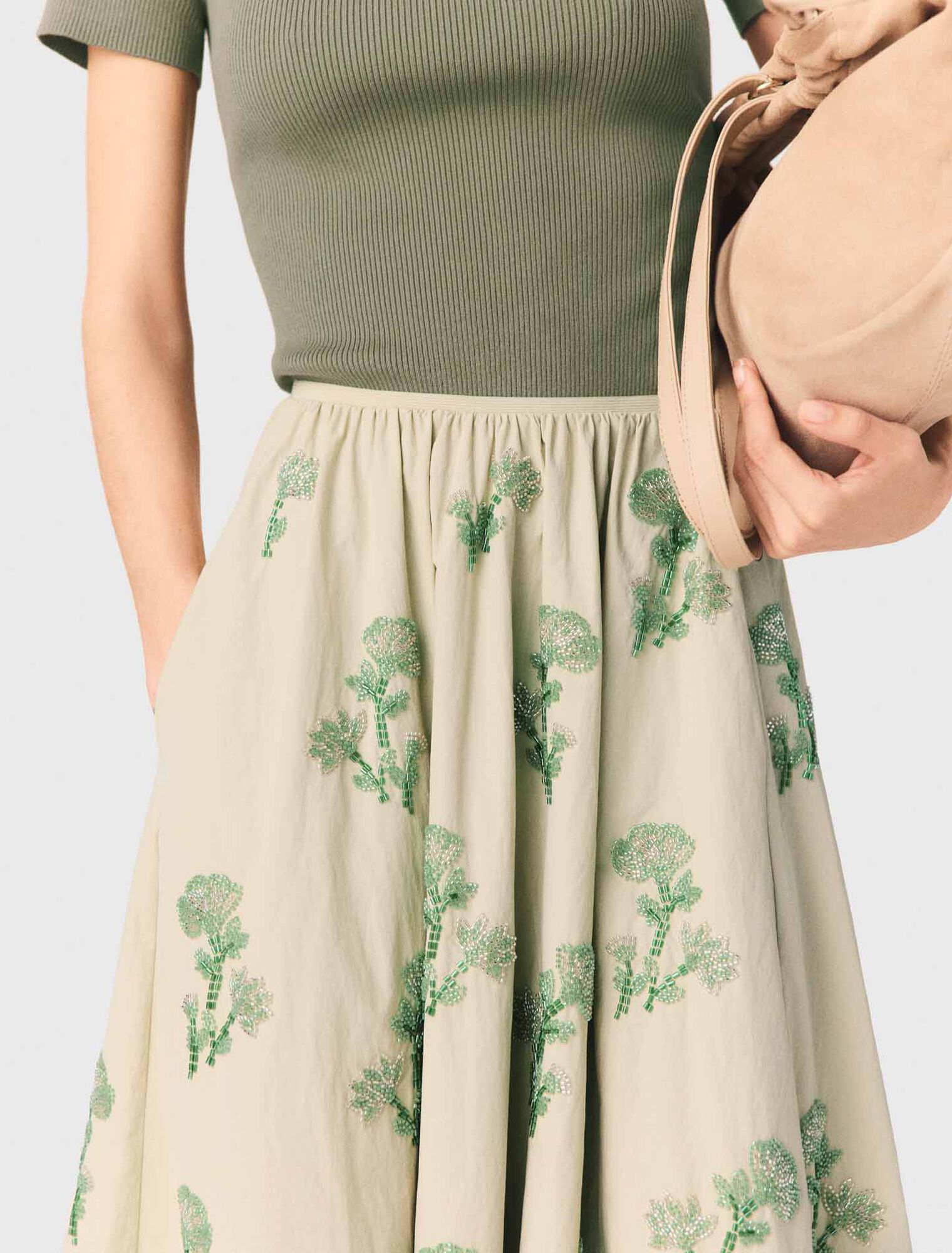 Embroidered technical skirt