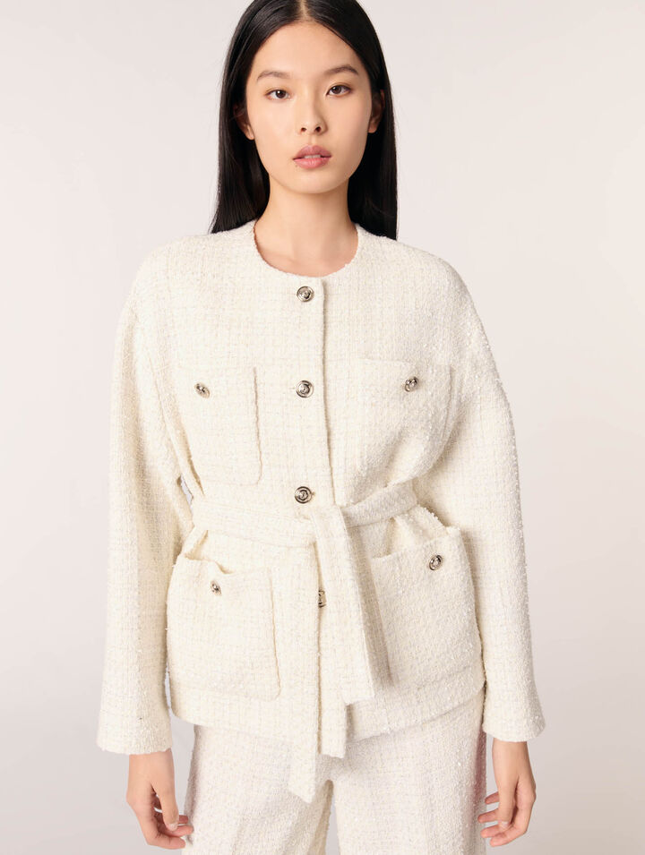 Belted tweed jacket