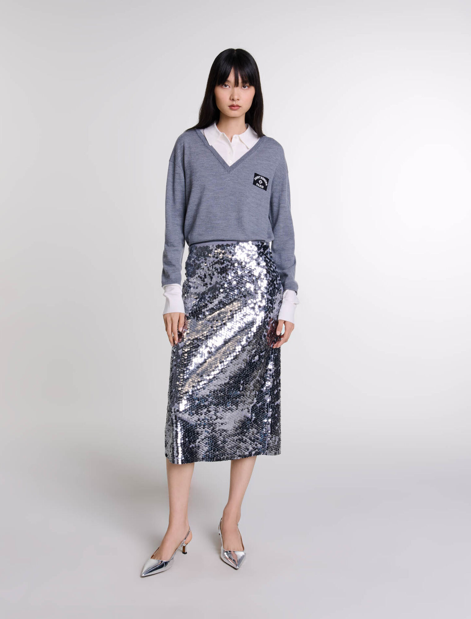 Knit skirt with sequins