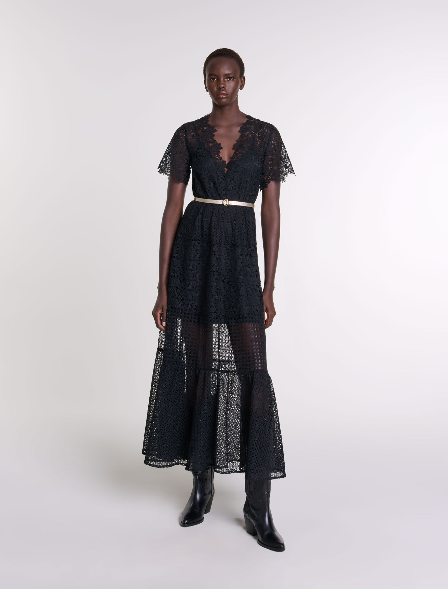 Maje long dress in guipure new arrivals