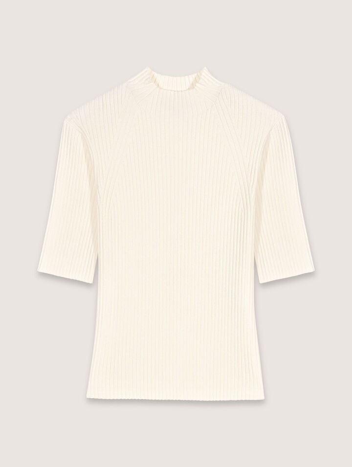 Cotton and silk ribbed top
