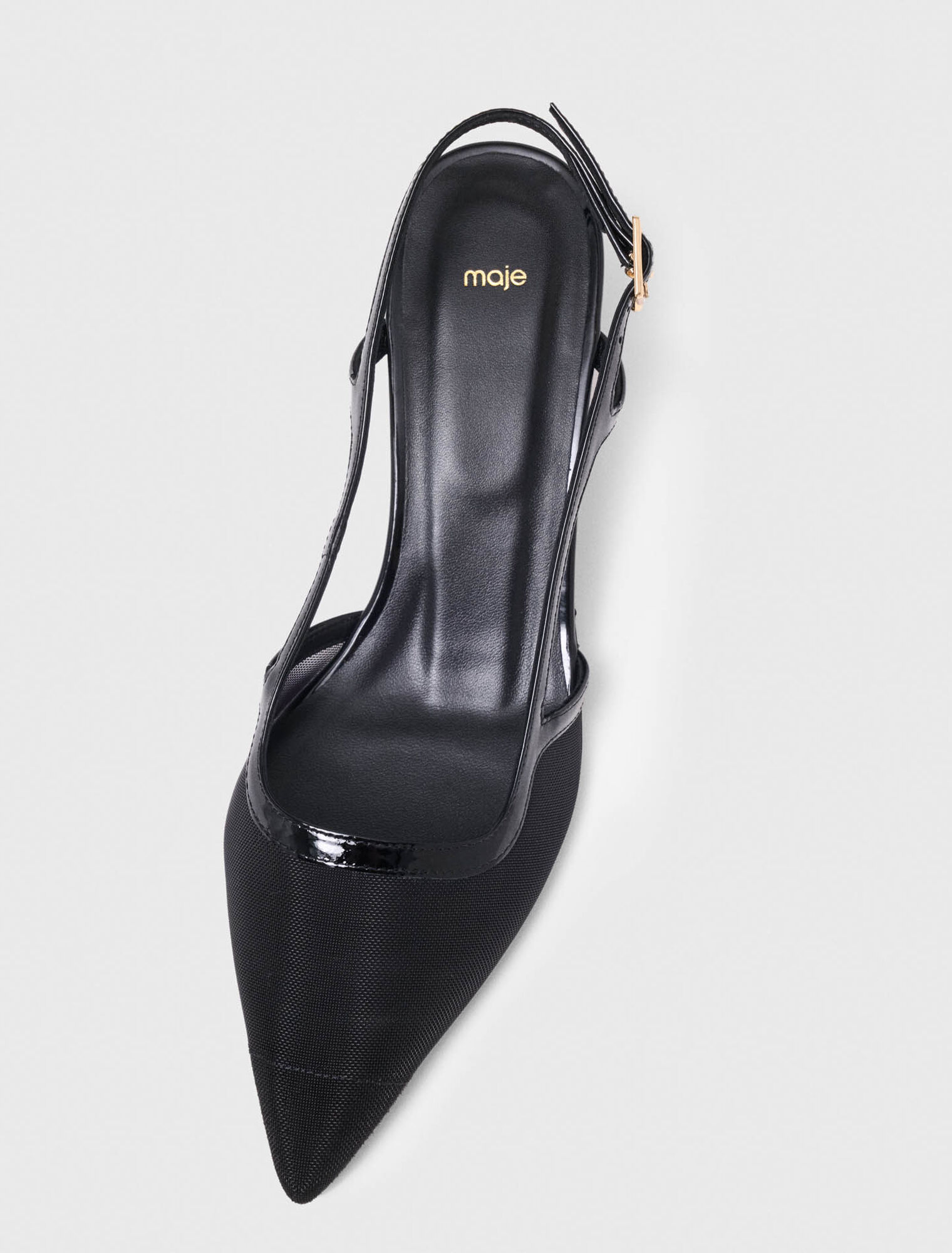 Leather and mesh slingbacks