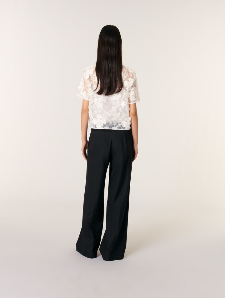 Embroidered short-sleeved top