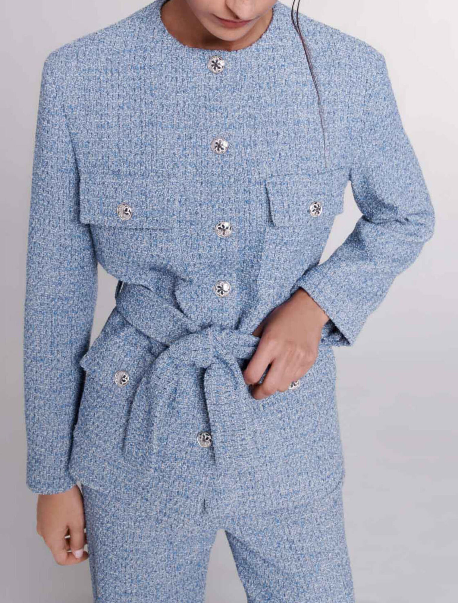 Belted tweed jacket