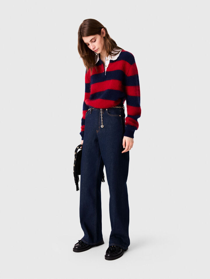 Wide-leg jeans with chain-link belt