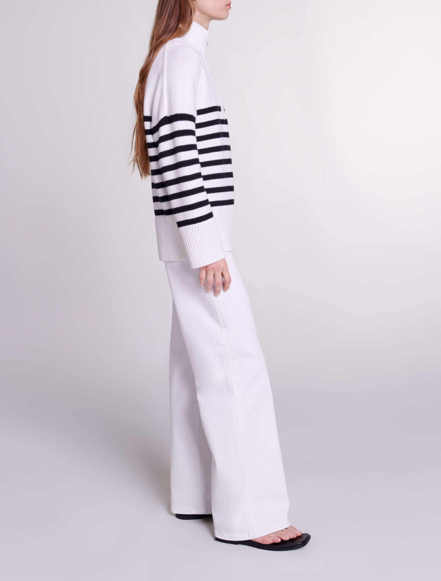 Breton jumper with zip collar