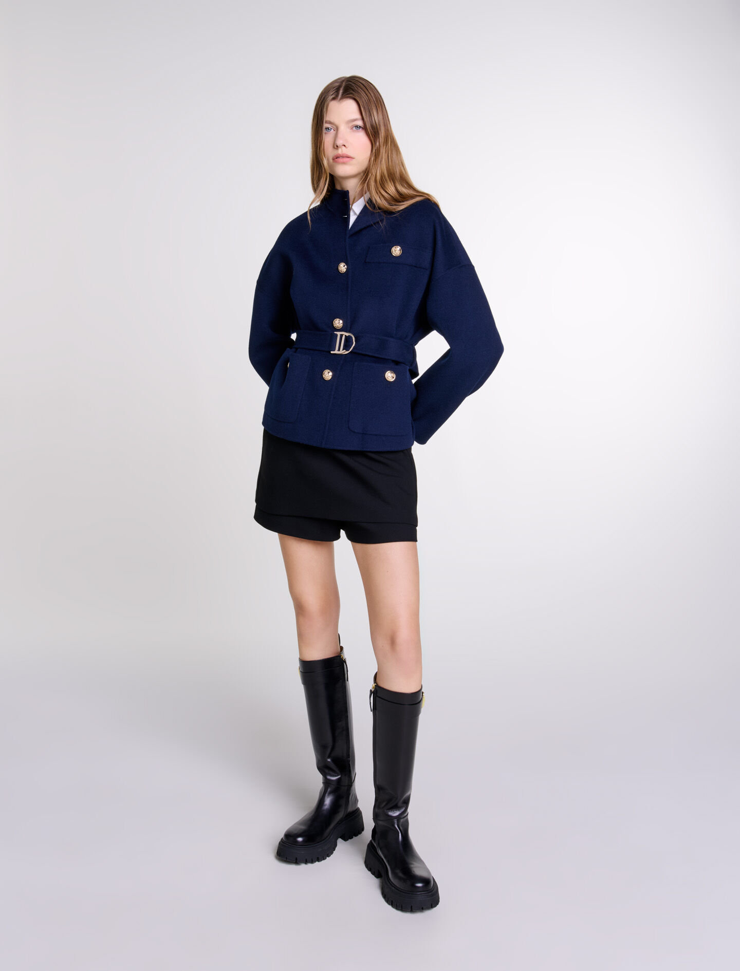 Short belted jacket deals