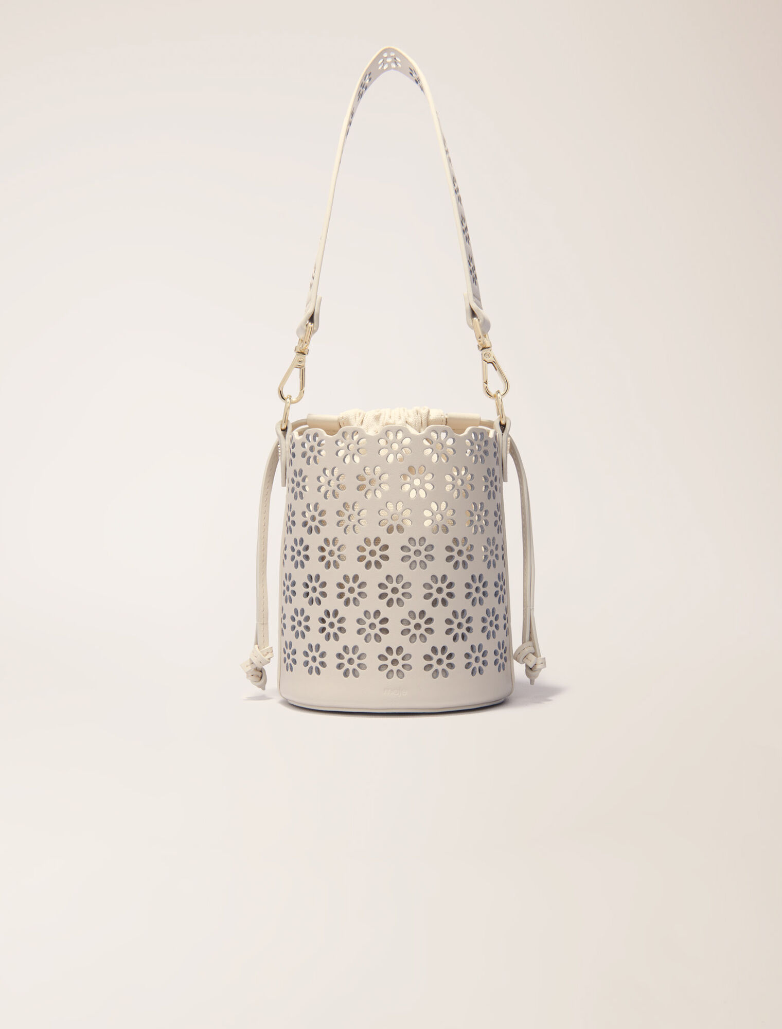 Perforated leather bucket bag