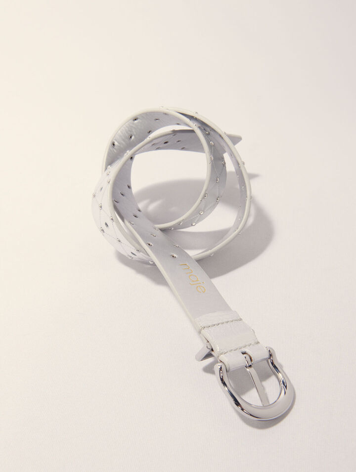 Quilted metallic leather belt