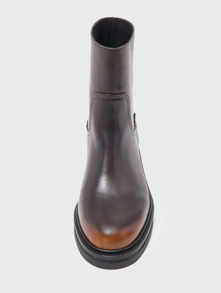 Flat leather ankle boots