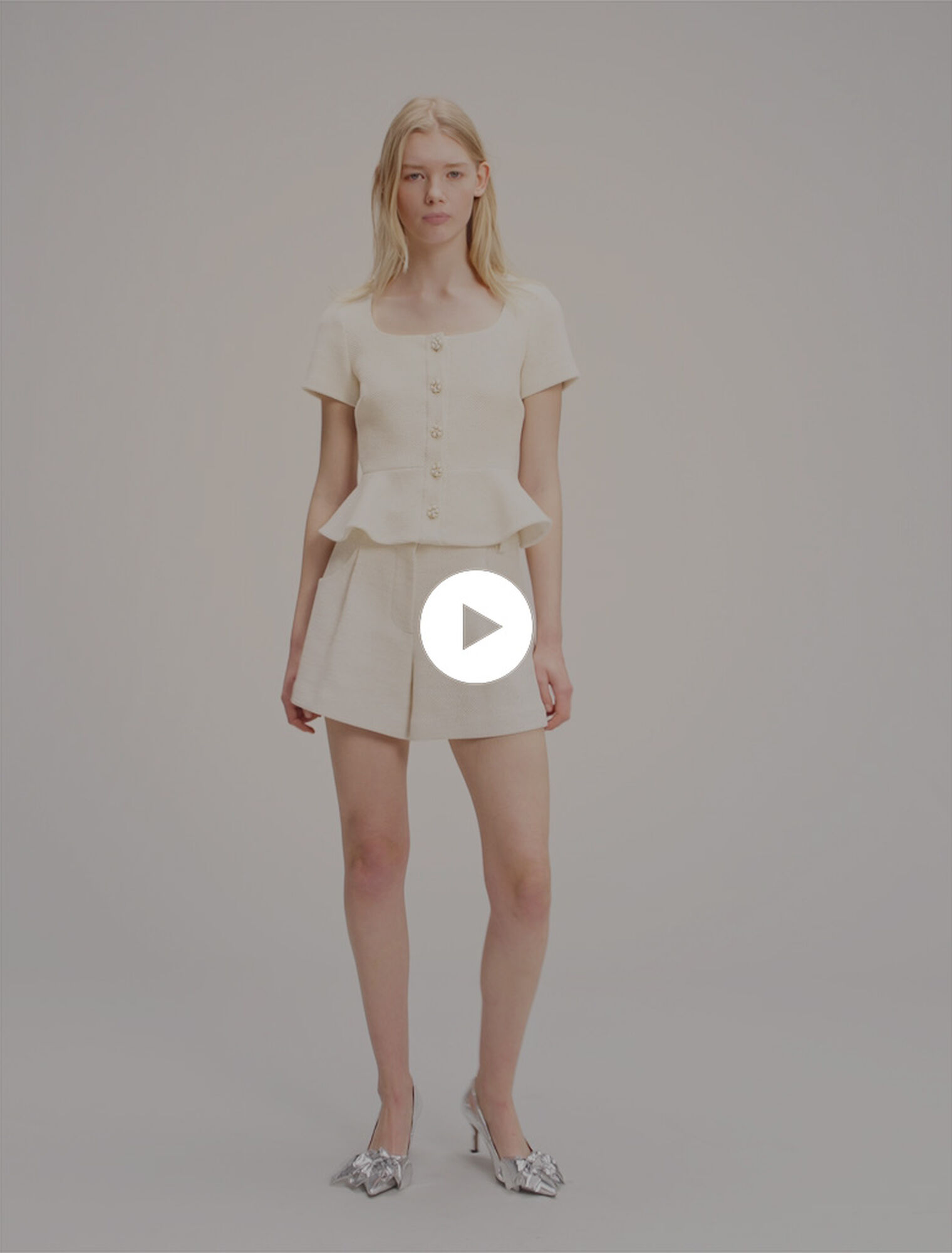 Tweed and lurex peplum top