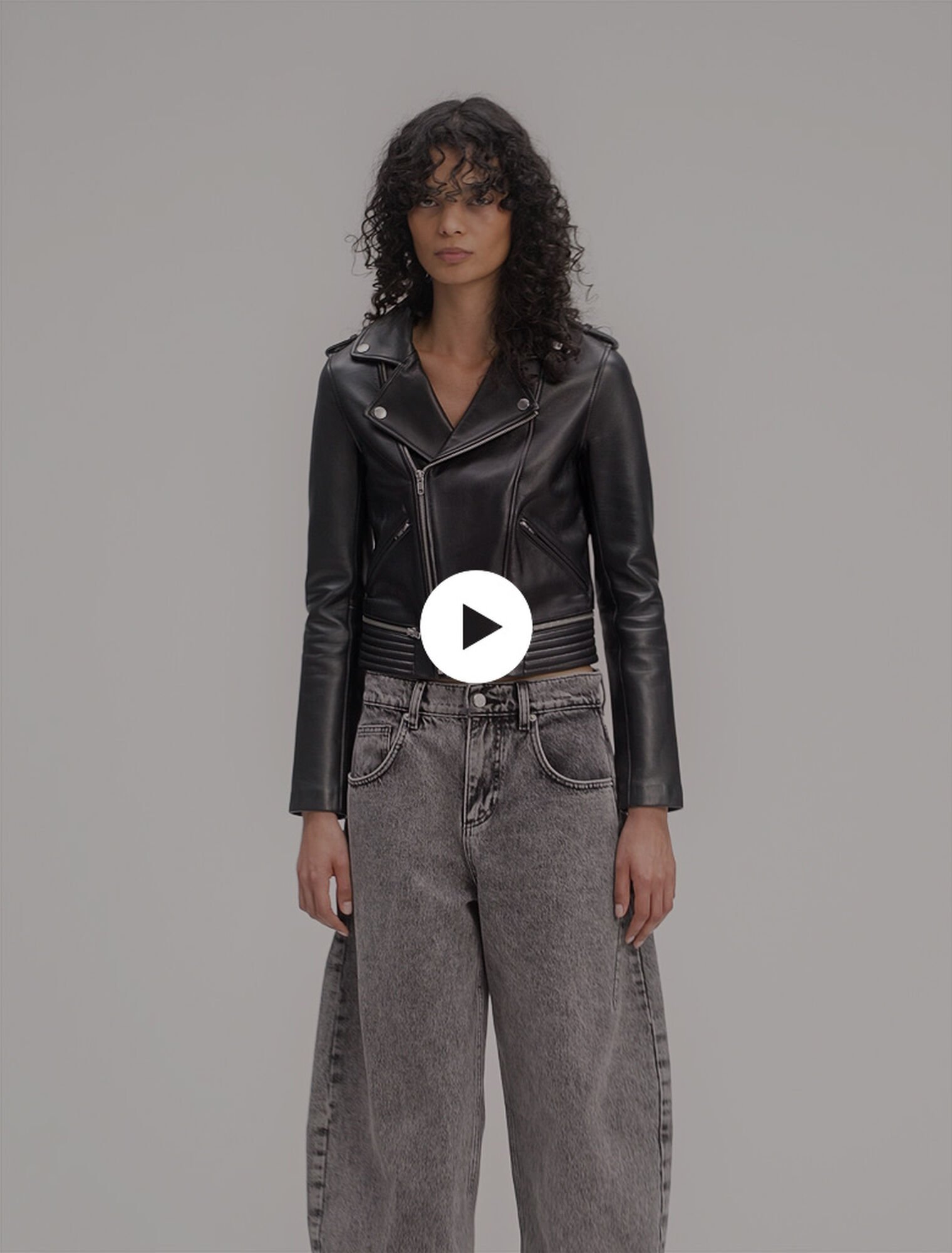 Leather biker-style jacket