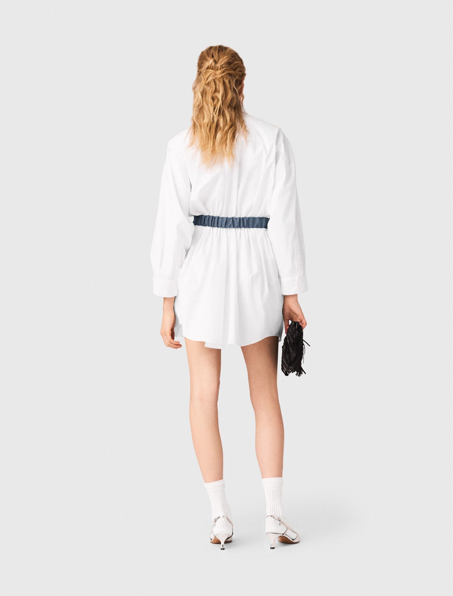 Shirt dress with contrast belt