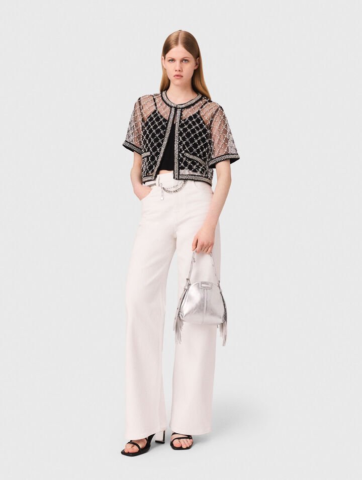 Embroidered tulle top