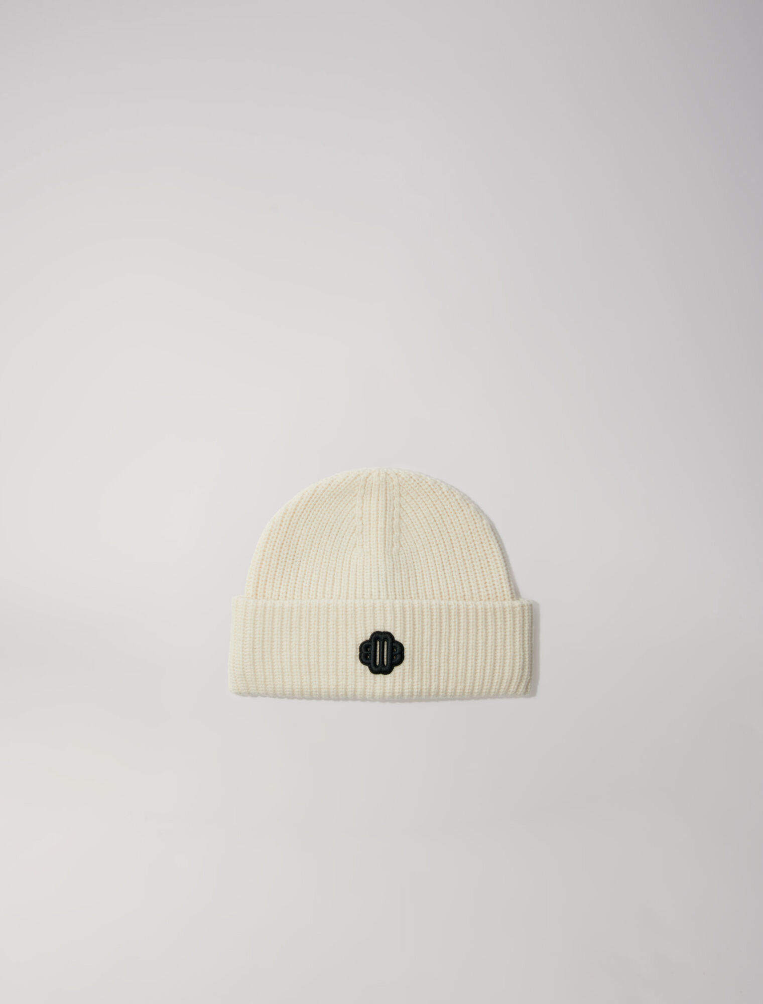 Rib-knit bonnet in wool blend