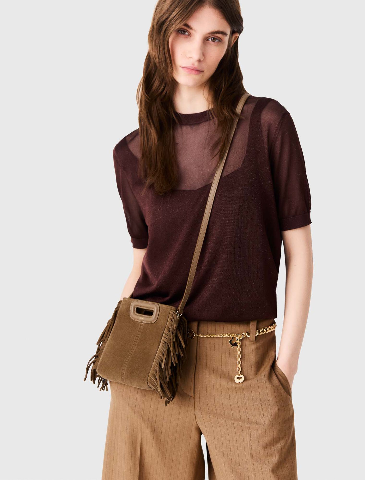 M mini bag in suede leather