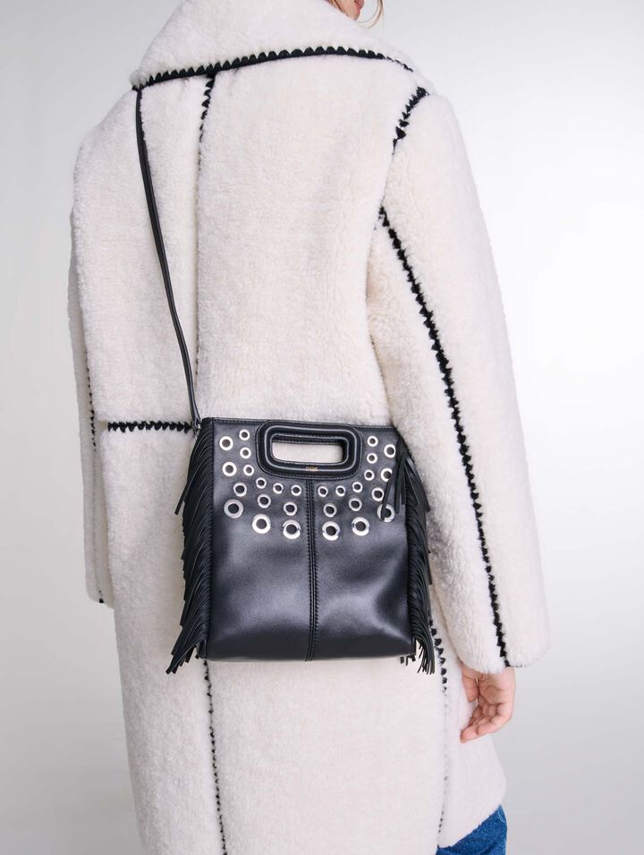 Leather M bag with eyelets