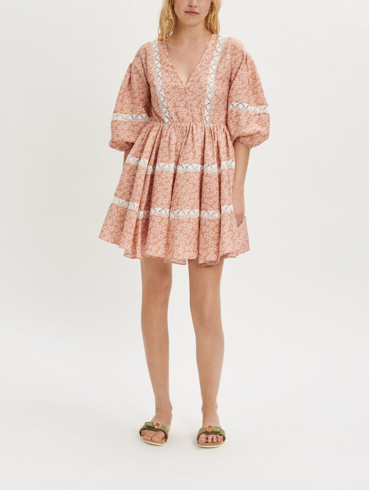 Printed lace braid dress