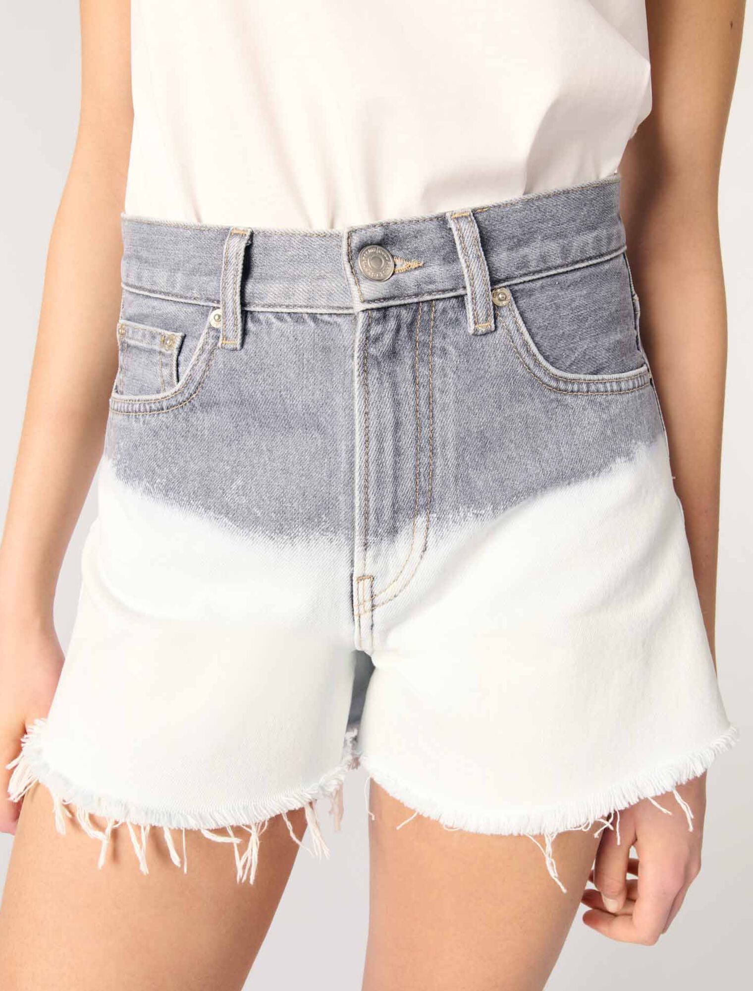 Tie-dye denim shorts