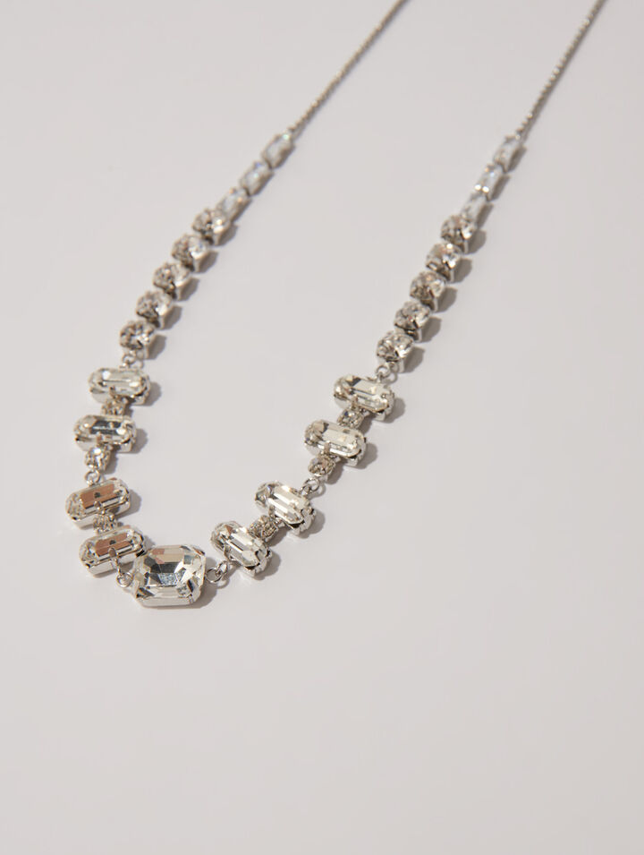Silver rhinestone choker necklace