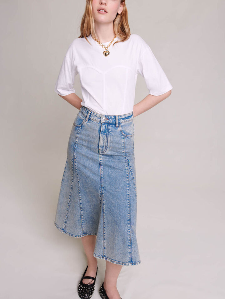 Denim midi skirt