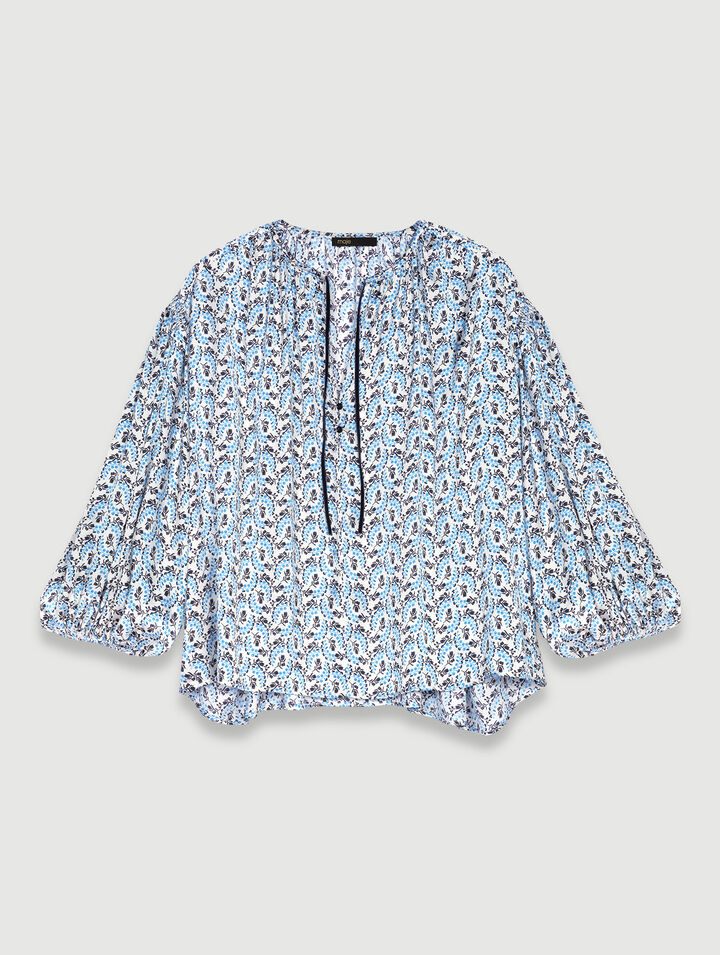 Loose-fitting satin-look blouse