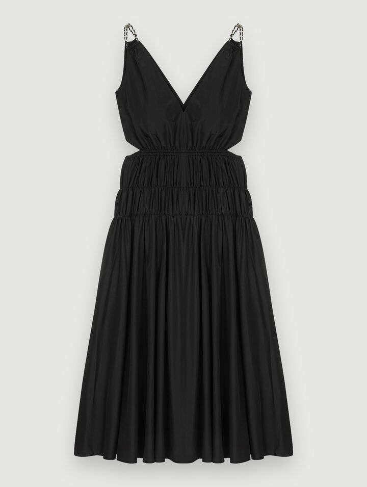 Taffeta dress with cut-out at the waist