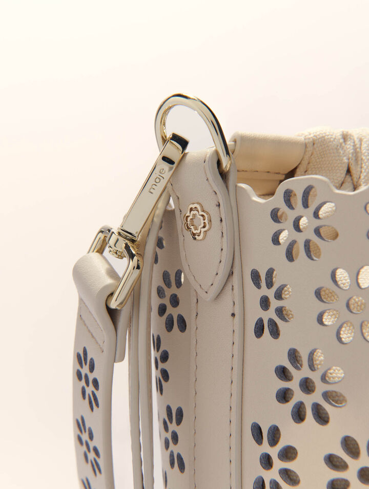 Perforated leather bucket bag