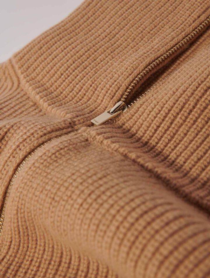 Cashmere/wool zip-up neck warmer