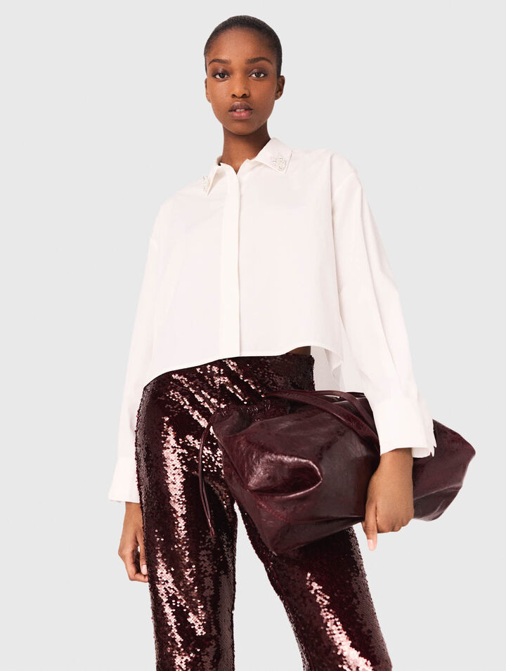 Cropped shirt with jewel detail