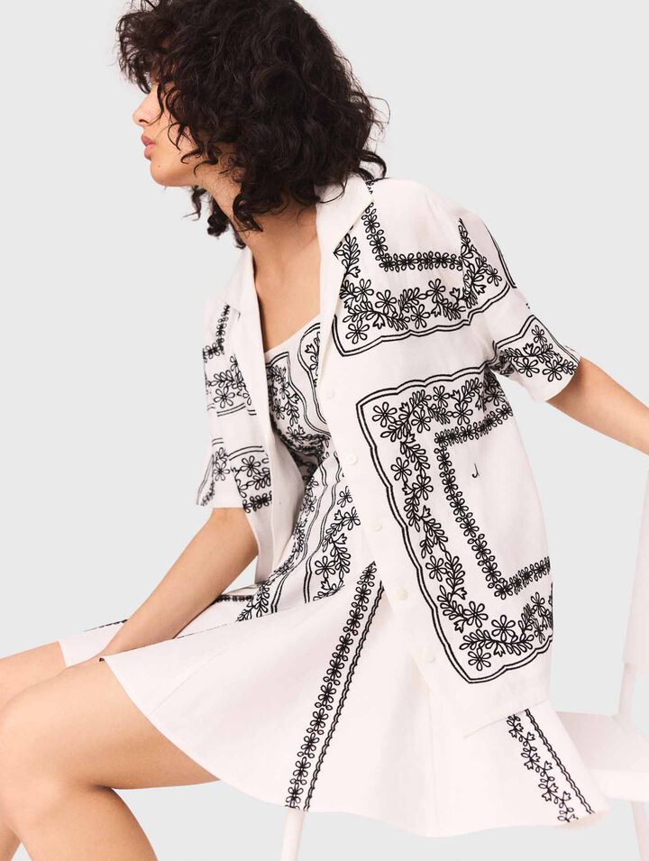 Short-sleeved embroidered shirt