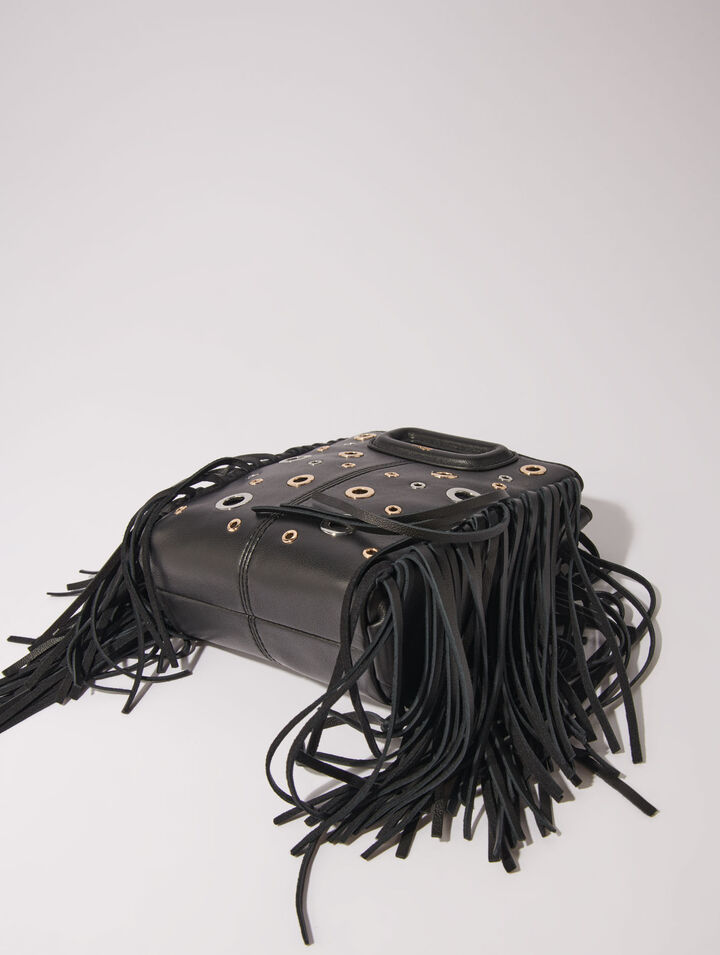 Leather M mini bag with eyelets