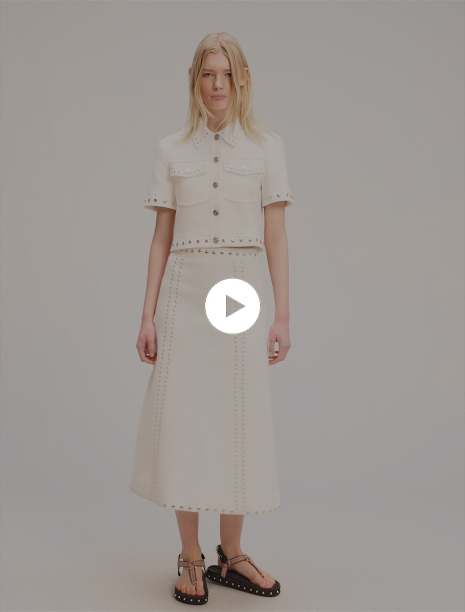 Knit midi skirt with studs