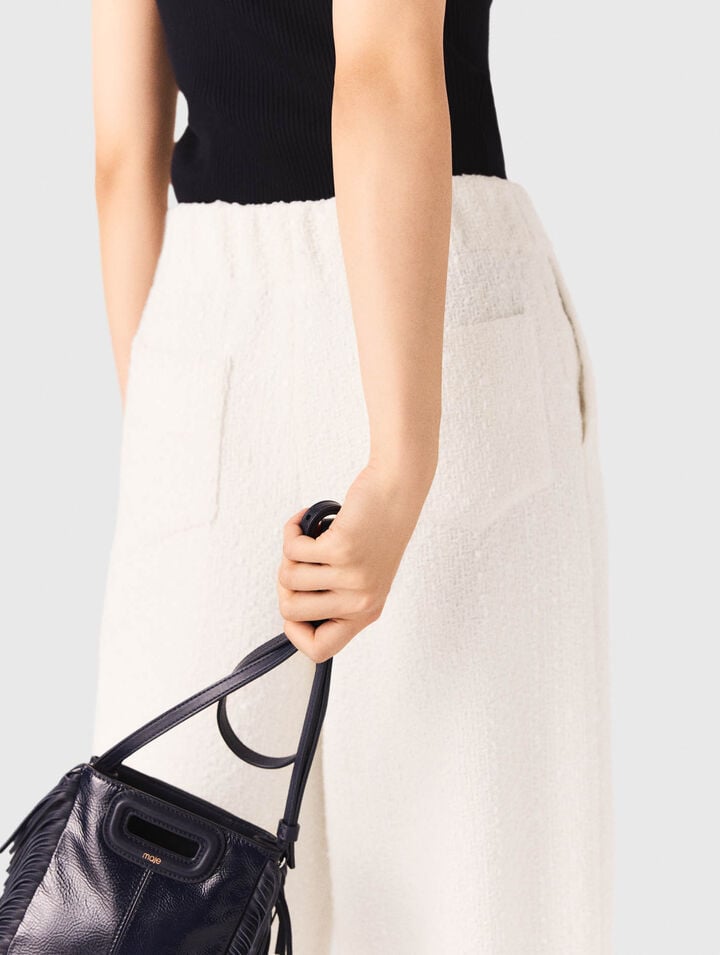 Wide-leg tweed trousers