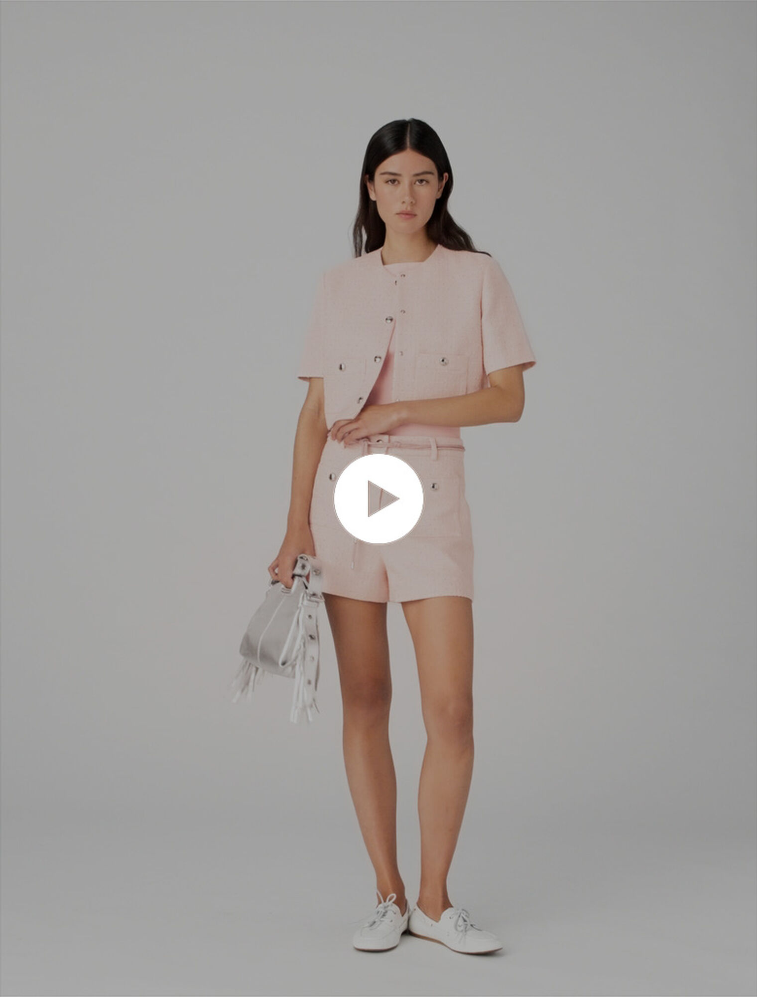 Short-sleeved tweed jacket