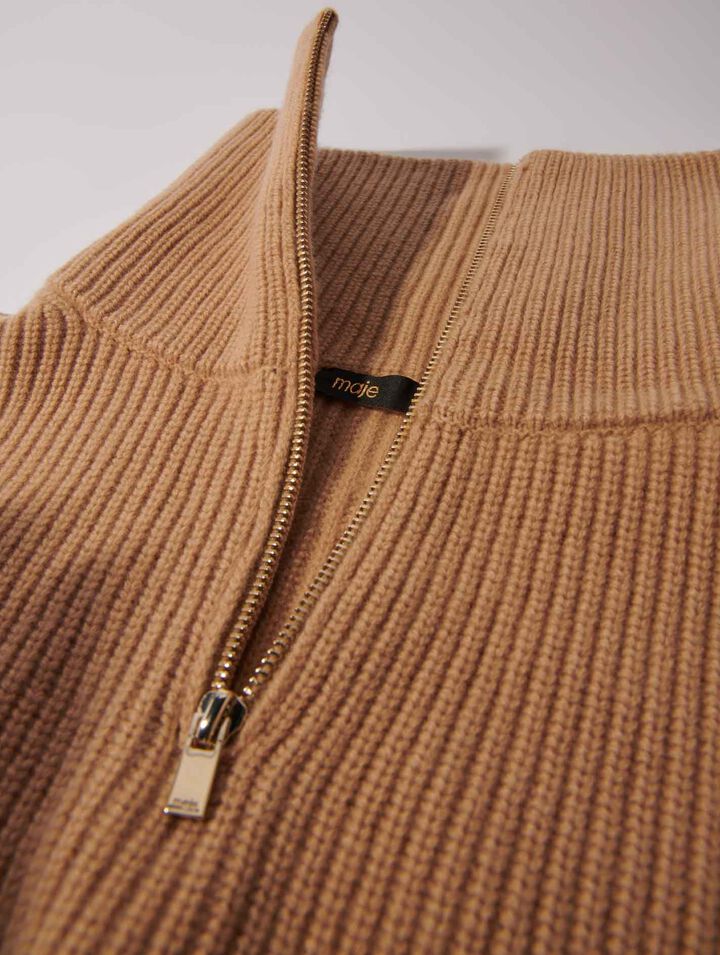 Cashmere/wool zip-up neck warmer