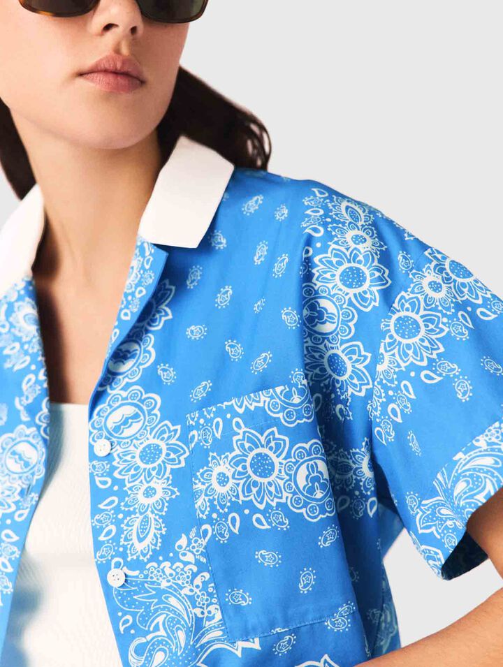 Contrast collar printed shirt